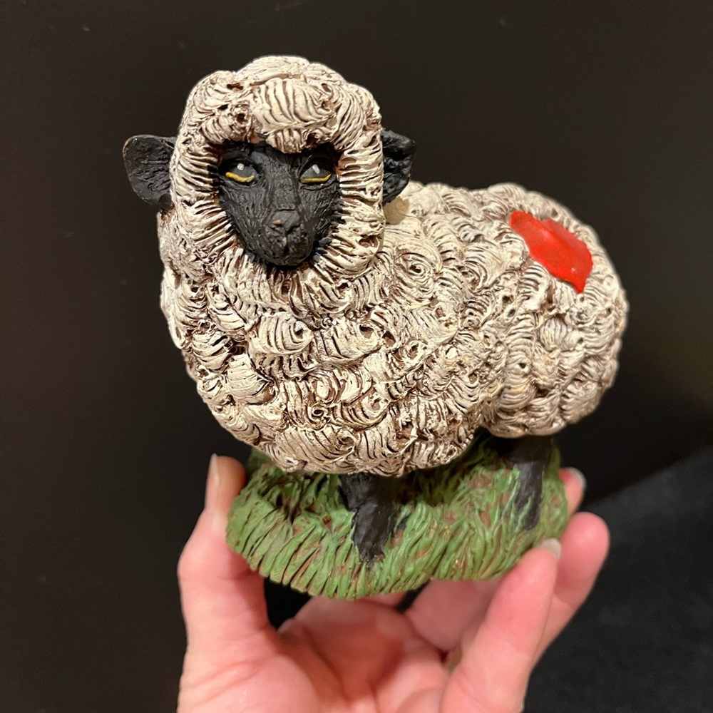 Primitive Black Face Wooly Sheep figurine created by Judy's Wooden Spool, Inc.